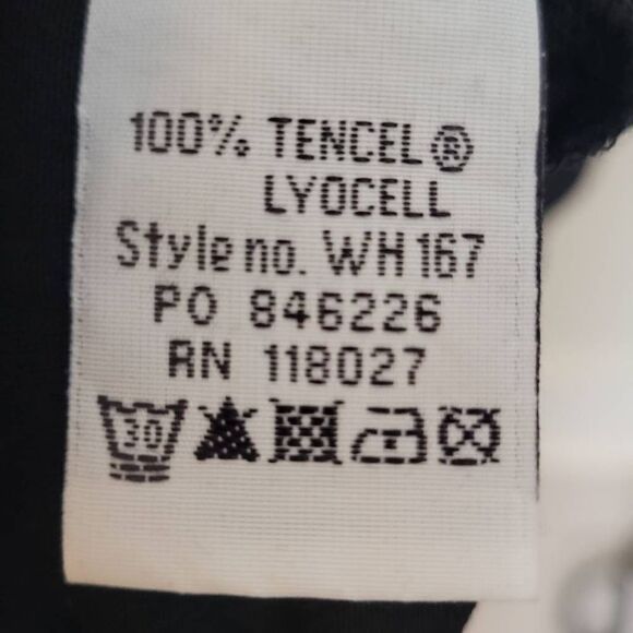 Boden V neck Cross Front 3/4 Sleeves Tencel Ruched Black Midi Dress 12L - Picture 4 of 4